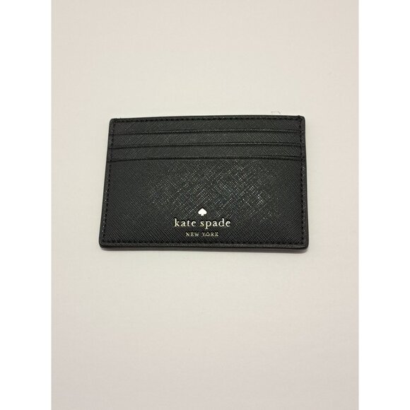 Kate Spade New York Glitter Small Slim Card Holder Black - Picture 1 of 4